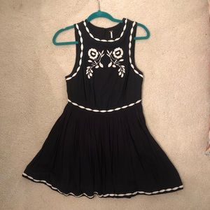 free people black embroidered dress